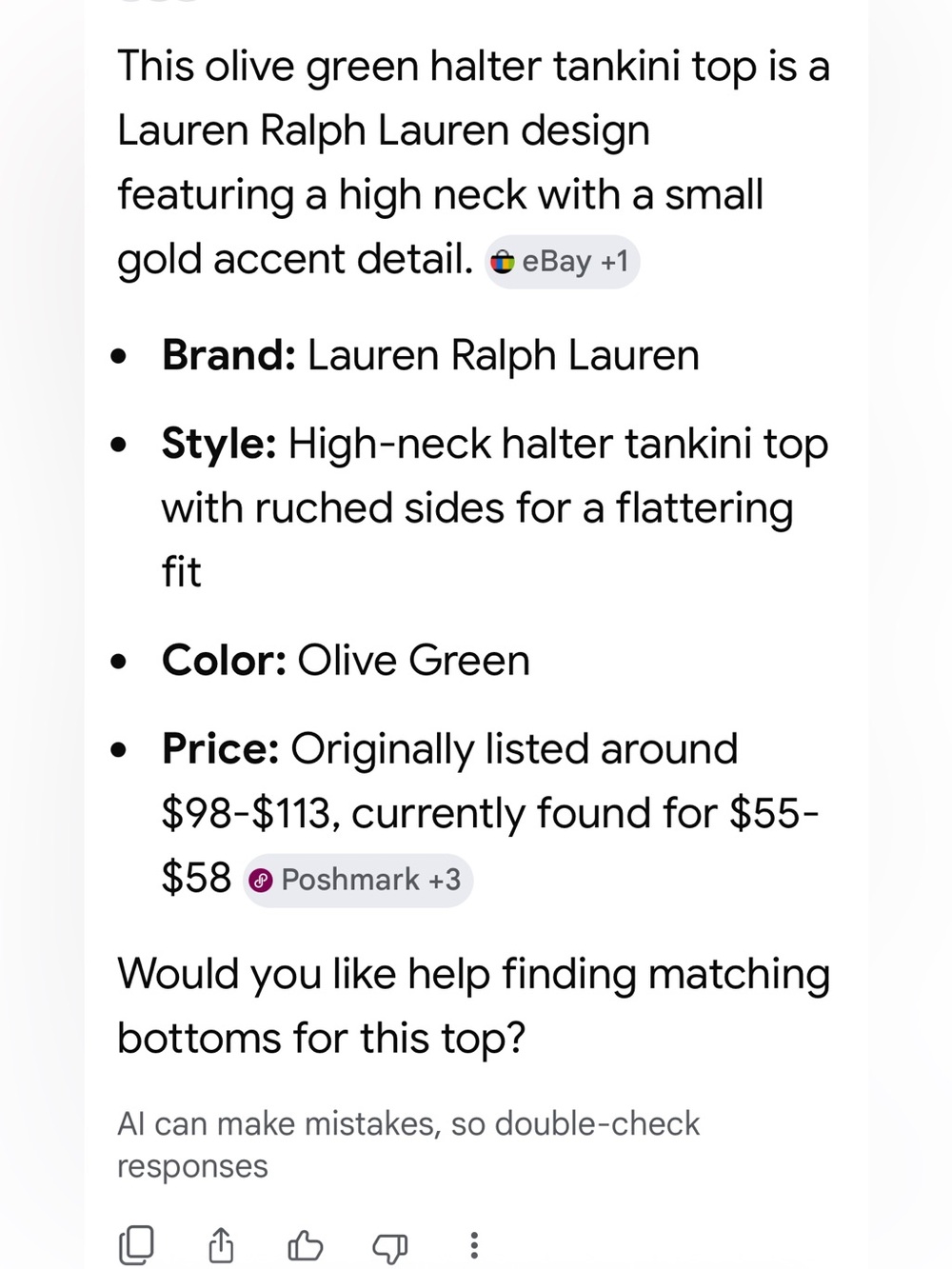 Lauren Ralph Lauren Dark Olive High-Neck Halter one piece with Gold Detail w16 - Picture 7 of 14